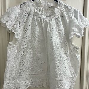 Elegant White Eyelet Lace Blouse